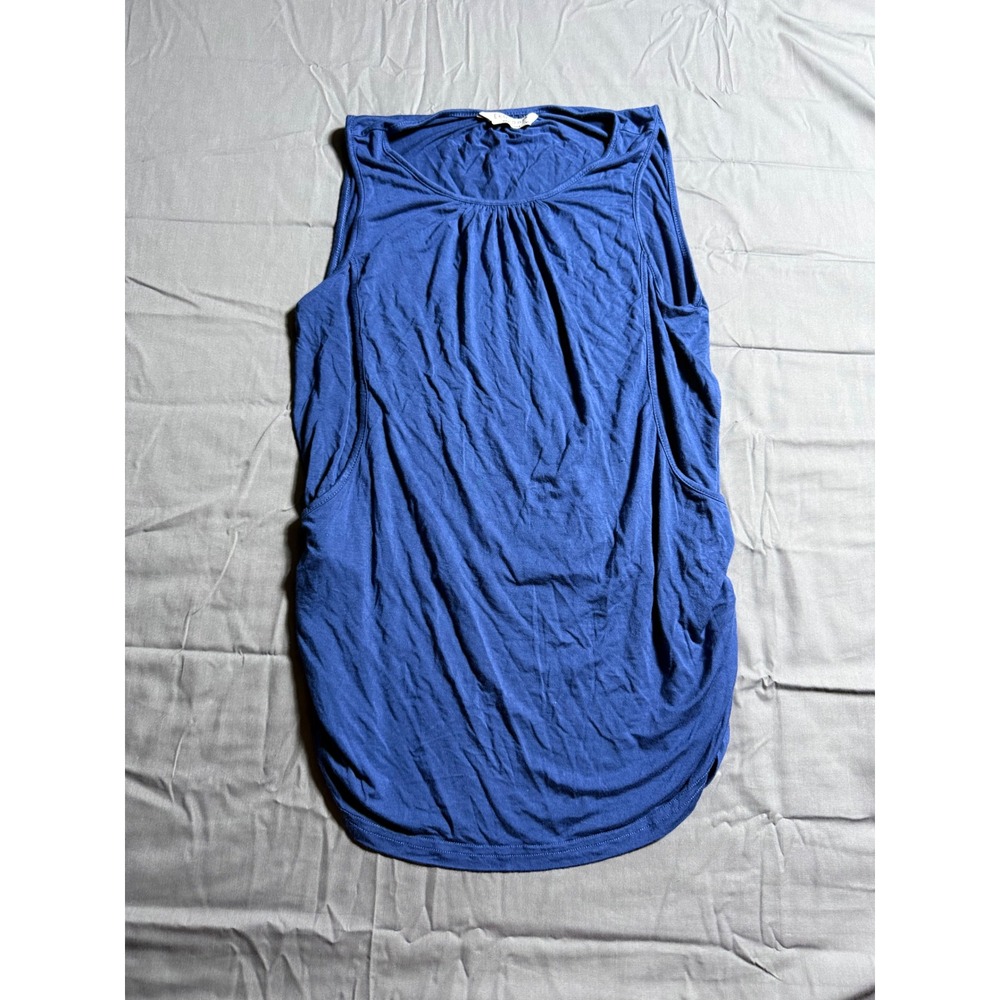 Ekouaer Nursing Tank Top Womens Medium Blue Pleated Breastfeeding Sleeveless